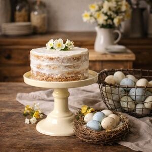 Butter Yellow Cake Stand | Portuguese Ceramic | Easter Table Decor
